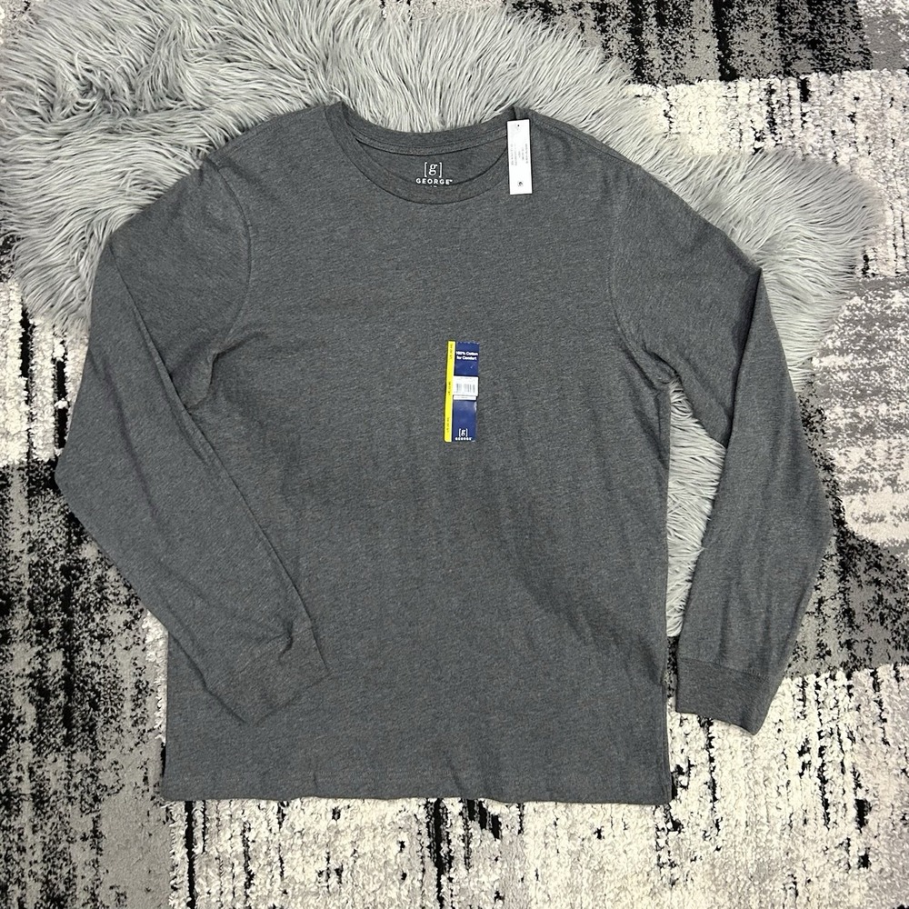 George Men's Gray Long Sleeve Crew Neck Tee Large (42-44) NWT
